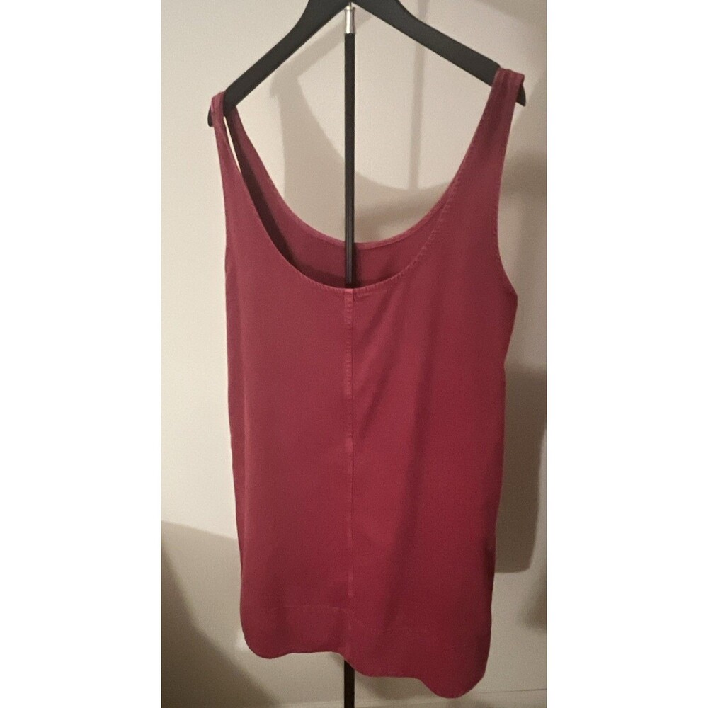 Madewell red Solid Denim Scoop Neck Sleeveless Shift Tank Dress Pockets XL